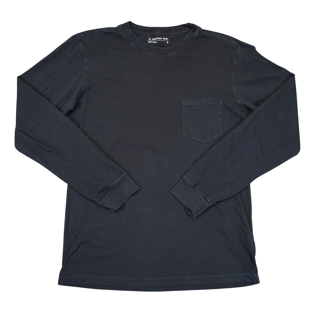 American Giant Pocket Tee Mens S Black Long Sleeve Made In USA Cotton
